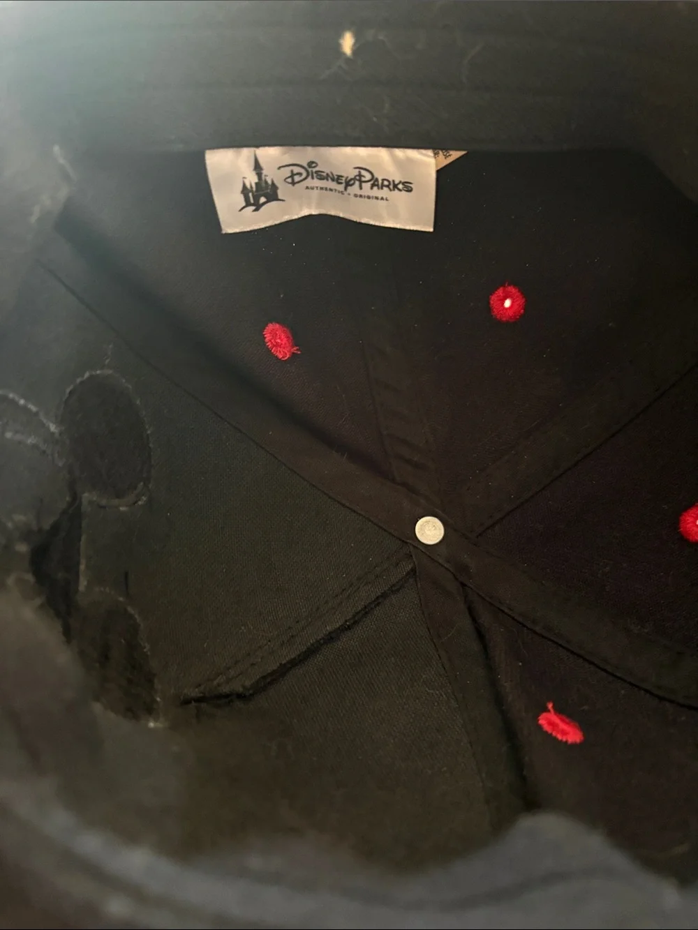Kids Embroidered Youth 54-57cm Black & Red Mickey Print Baseball Cap